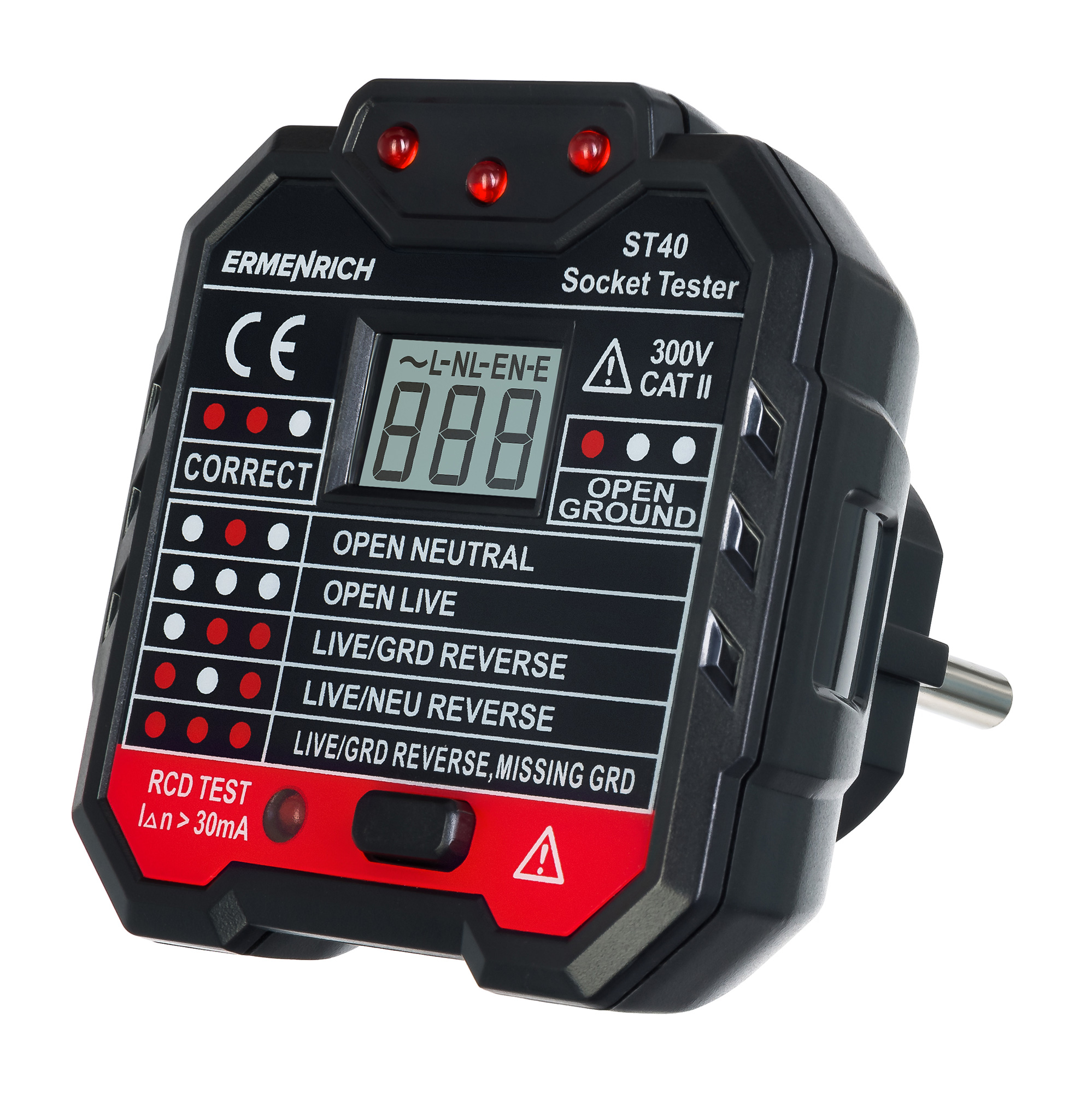 Comprobador de enchufes Ermenrich Zing ST40