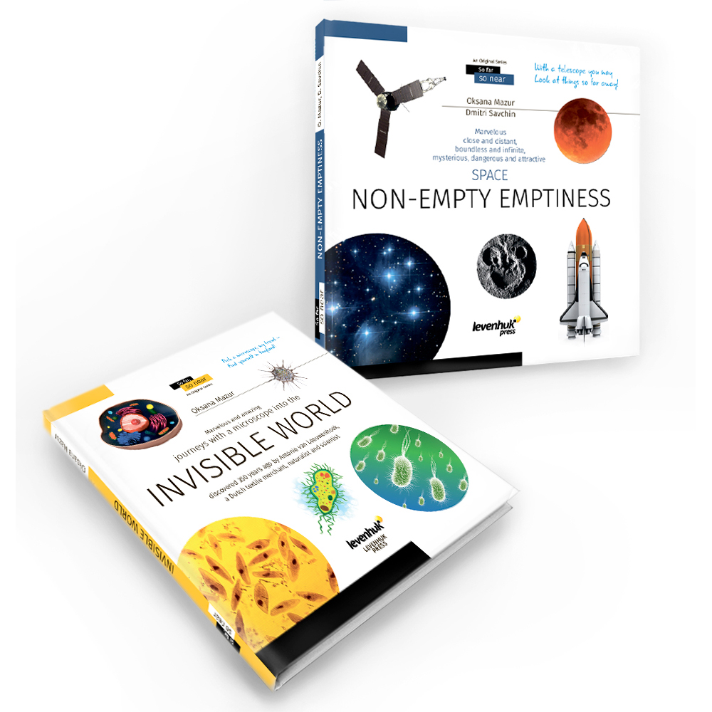 Libro enciclopédico «Space. Microworld.» (Espacio y microcosmos), edición de dos volúmenes. Tapa dura